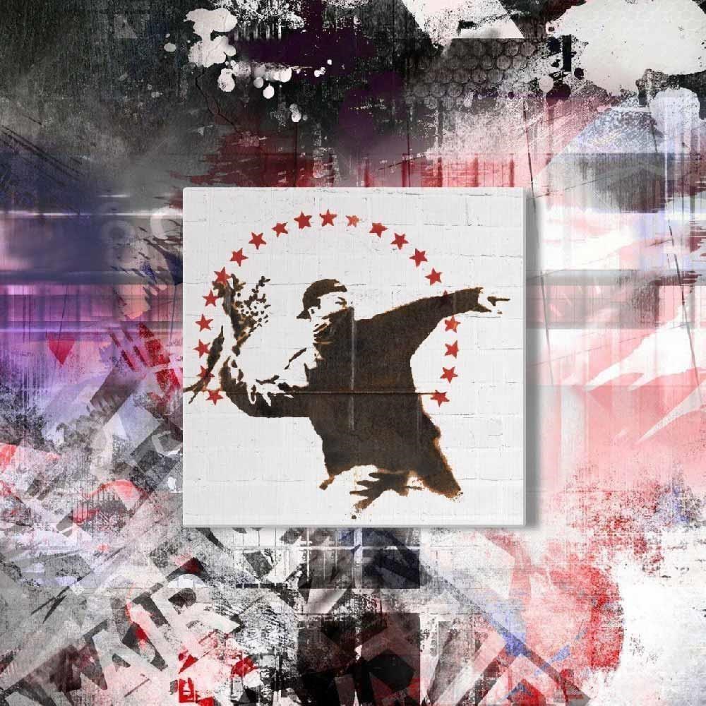 VisualSonic 【南紡購物中心】 【EPOCHSIA夏潮 x 英國 Banksy】藍牙畫布音箱聯名款 Love In The Air-擲花者