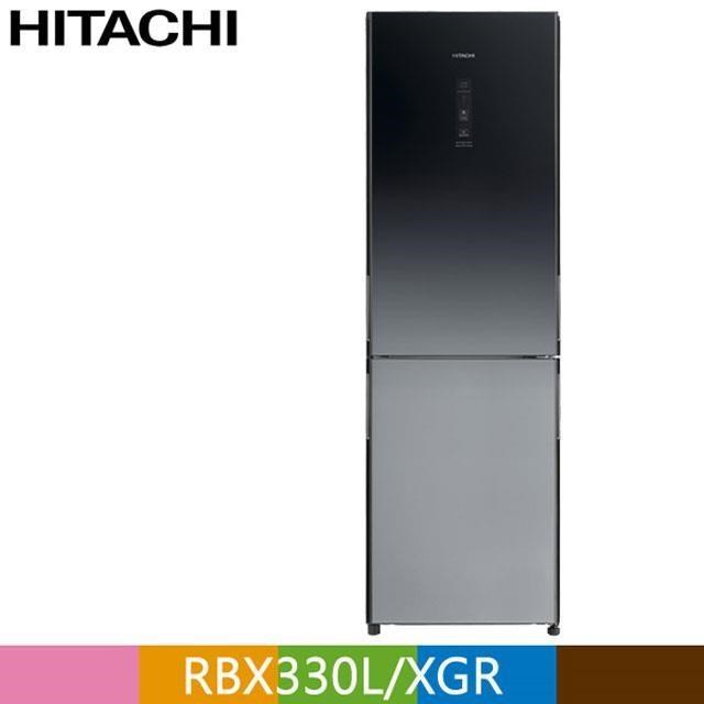 HITACHI 日立 313公升變頻琉璃兩門(左開)冰箱 RBX330L漸層琉璃黑(XGR)