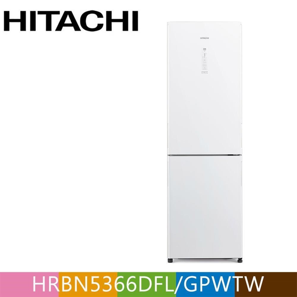 HITACHI日立313公升變頻琉璃兩門冰箱(左開)HRBN5366DFL琉璃白(GPWTW)