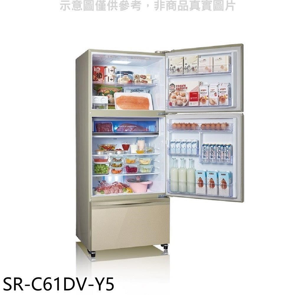 聲寶【SR-C61DV-Y5】605公升三門變頻炫麥金冰箱