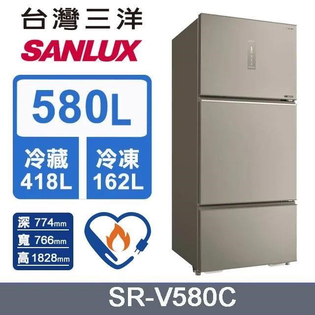 【SANLUX 臺灣三洋】580L《變頻-三門》電冰箱SR-V580C