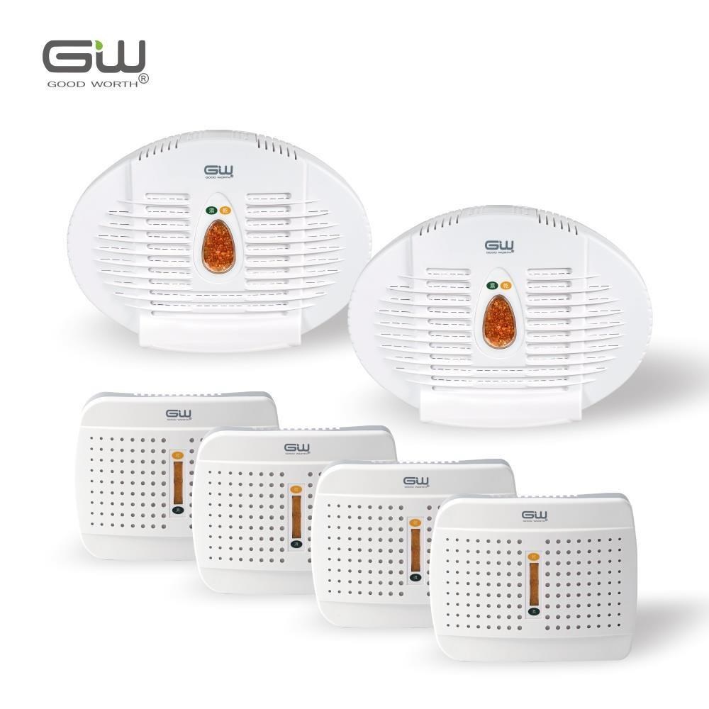 【GW水玻璃】無線式迷你除濕機6件組(E-333*4+E-500*2)