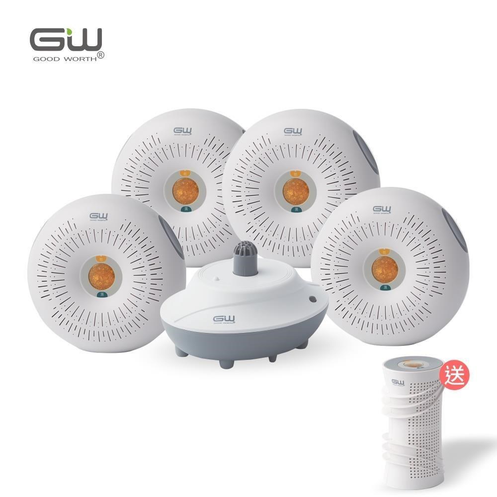 【GW水玻璃】甜甜圈分離式除濕機5件組 含還原座(送旋風360)