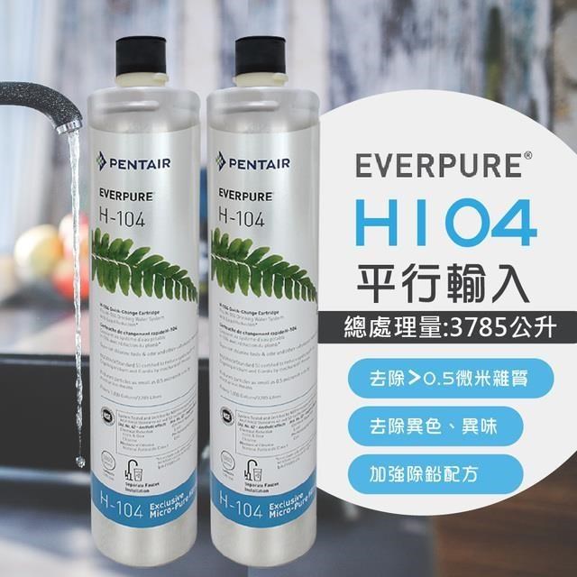 【EVERPURE】H104強效抑垢家用型淨水器濾心/H-104-2入組(★美國原廠平行輸入全新品)