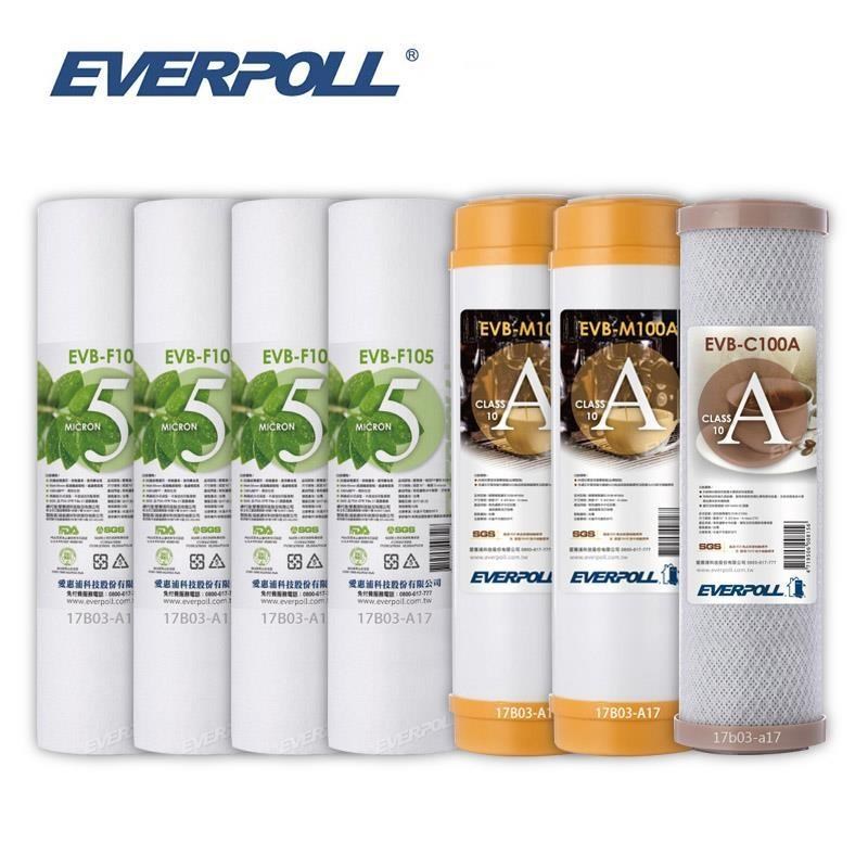 EVERPOLL 愛科濾淨 【南紡購物中心】 10英吋EVB-F105 四支 EVB-M100A二支 EVB-C100A一支 超值組合