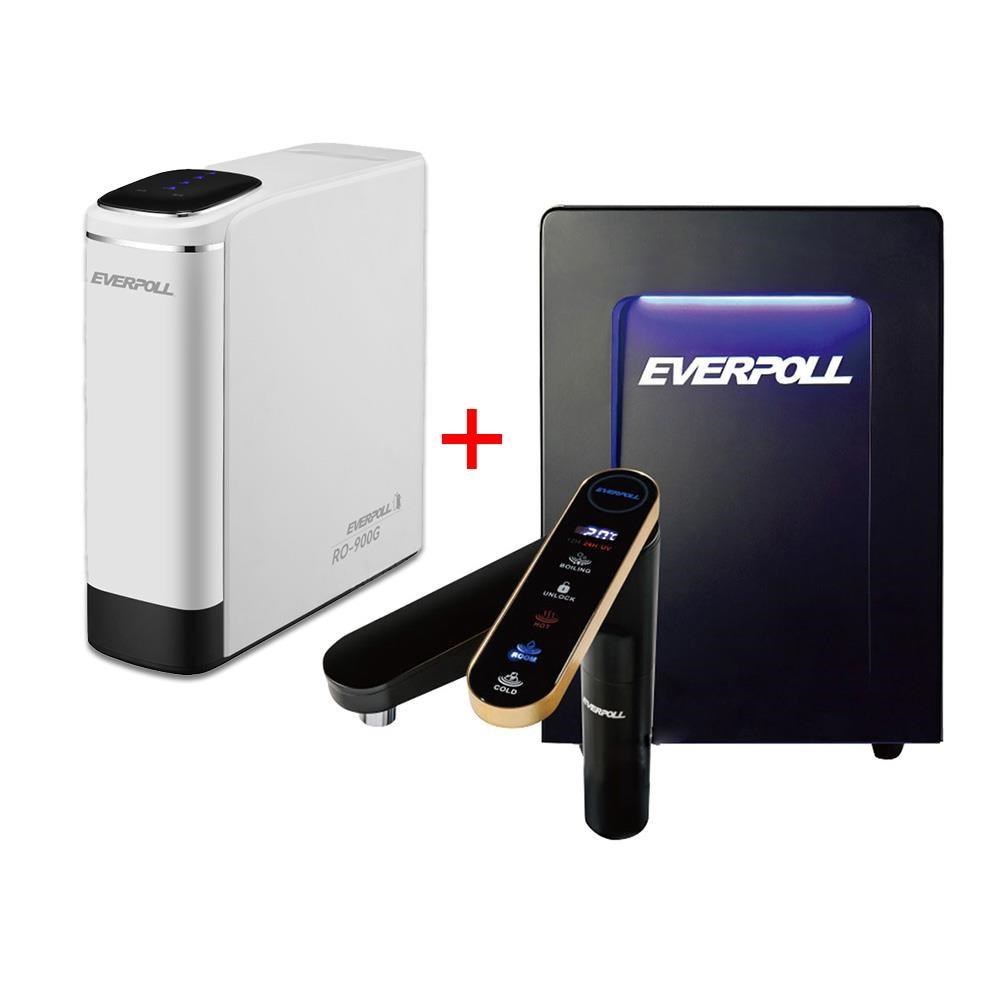 EVERPOLL 愛科濾淨 智能廚下型三溫UV殺菌觸控飲水機 EVB-398+廚下式直出RO淨水器 RO-900G