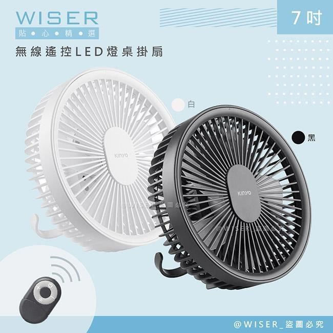 【WISER精選】充插兩用7吋USB風扇壁扇DC扇掛扇循環扇(遙控/LED/易拆洗)-顏色任選