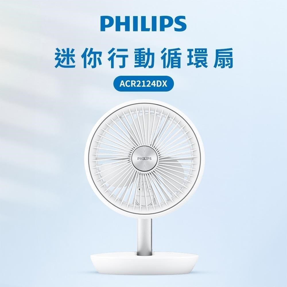 【Philips 飛利浦】多角度調節/輕音省電 迷你行動迴圈摺疊風扇 ACR2124DX