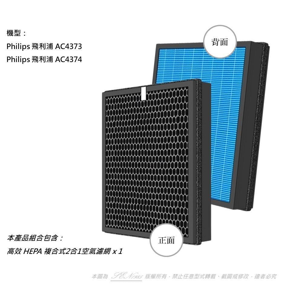 【米歐 】抗敏 適用 Philips 飛利浦 AC4374 AC4373 複合式活性碳 HEPA 濾網
