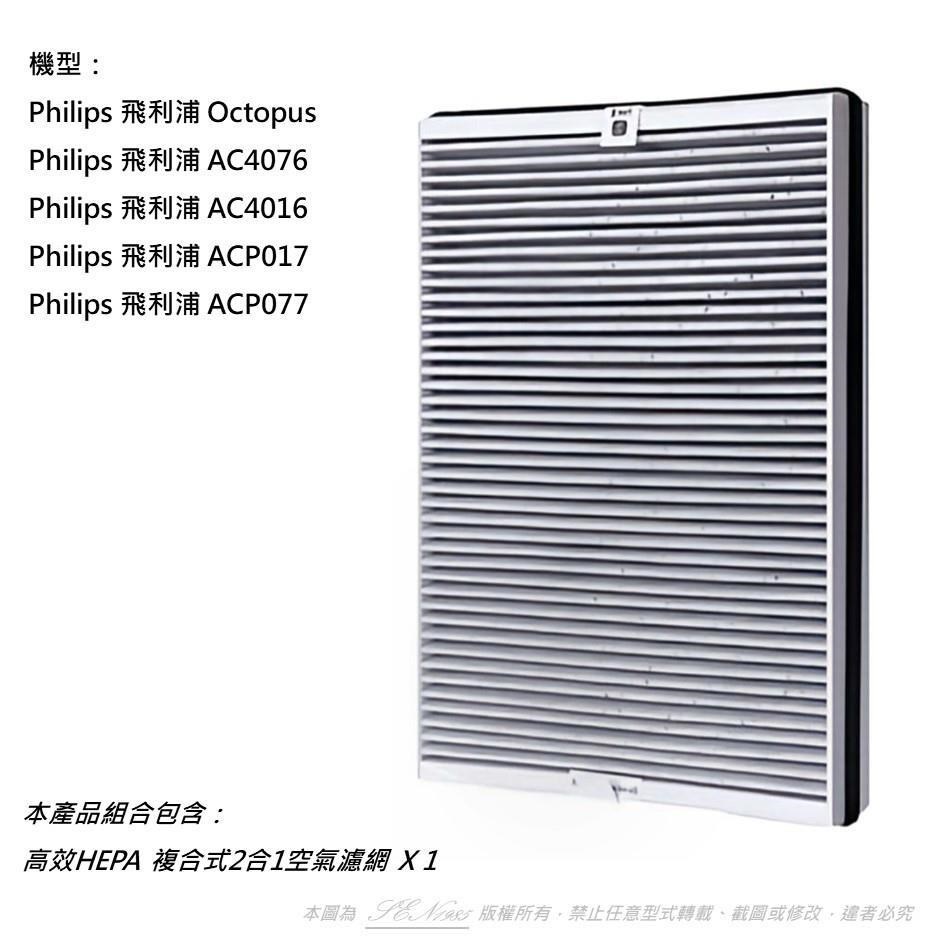 【米歐 】抗敏 適用 Philips 飛利浦 AC4016 AC4076 複合式活性碳 HEPA 濾網