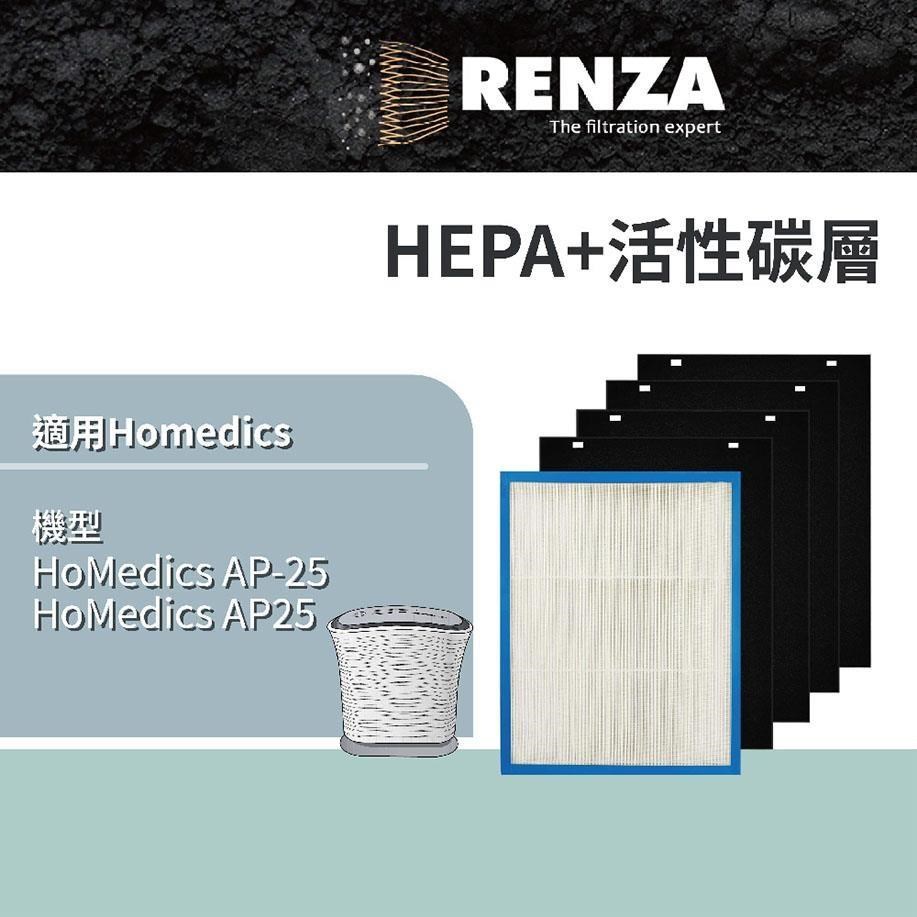 RENZA 適用HoMedics 美國 AP-25 AP25 大牛 空氣清淨機一年分 HEPA活性碳濾網