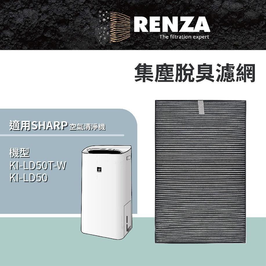 RENZA濾網 適用Sharp夏普 KI-LD50T-W 集塵脫臭濾芯 替代 FZ-G40SFT