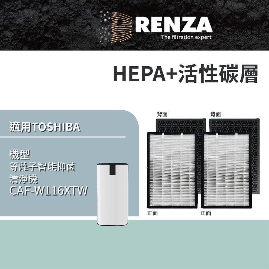 RENZA濾網 適用 TOSHIBA 東芝等離子智能抑菌清淨機 CAF-W116XTW 左右兩片裝