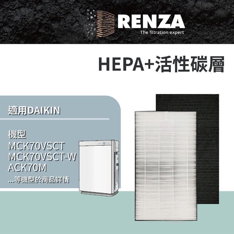 RENZA濾網 適用Daikin 大金 MCK70VSCT-W MCK70 MCK70VSCTW HEPA+活性碳