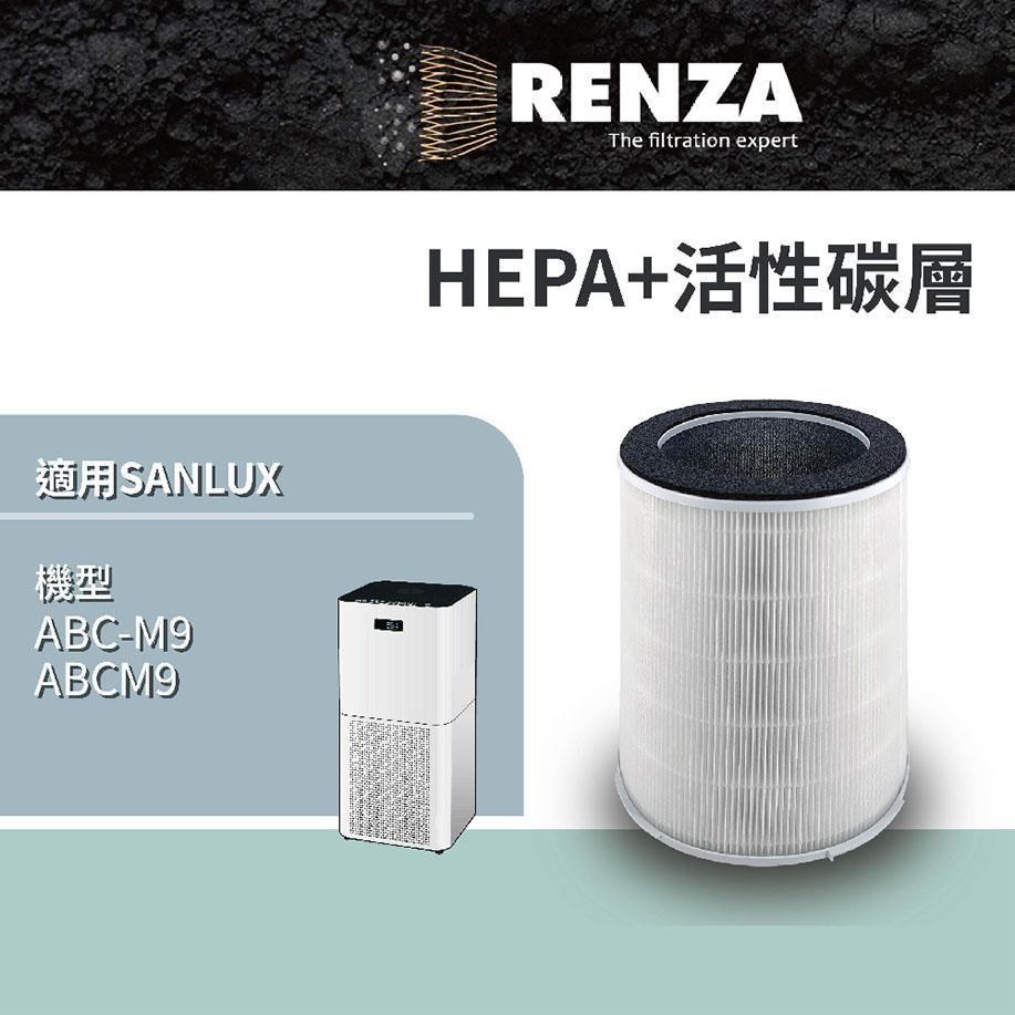 RENZA 【南紡購物中心】  濾網適用 SANLUX 台灣三洋 ABC-M9 CAFT-M9HC空氣清淨機 四合一濾網