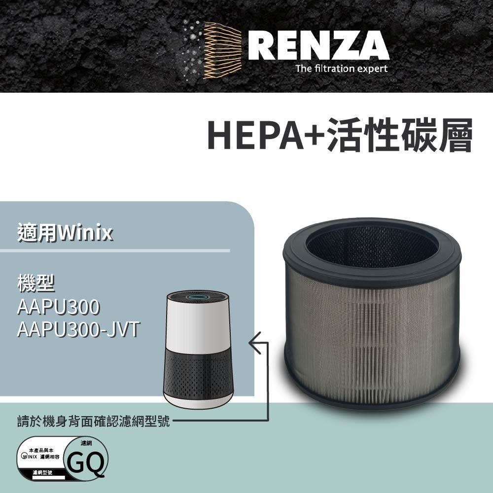 RENZA適用Winix AAPU300 6-10坪空氣清淨機高款 HEPA+活性碳濾網(替代GQ濾網)