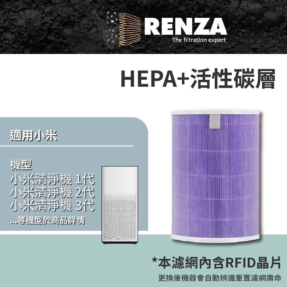 RENZA適用 小米空氣清淨機 1代 2代 3代 2S Pro 抗菌版 HEPA+活性碳