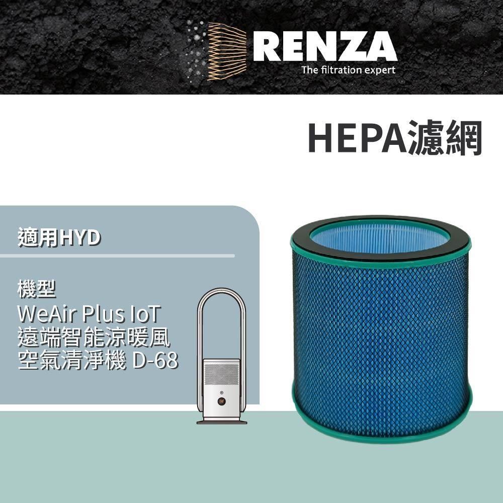 RENZA 適用輝葉 HYD D-68 WeAir Plus IoT遠端智能涼暖風空氣清淨機 HEPA濾網