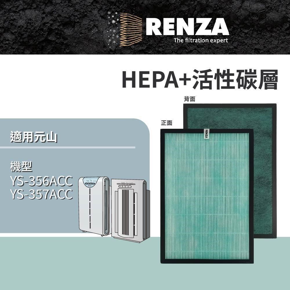 RENZA適用 元山 YS-356ACC YS-357ACC 空氣清淨機 高效HEPA+活性碳濾網 濾芯