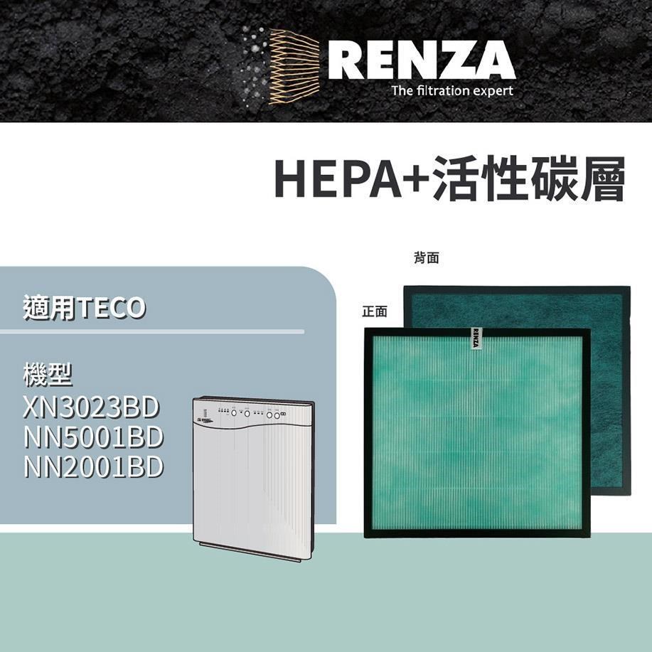 RENZA適用 TECO 東元 NN2001BD XN3023BD NN5001BD 空氣清淨機 HEPA+活性碳