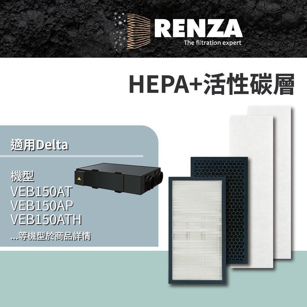 RENZA適用 Delta 台達電 全熱交換器 VEB150AT/250AT 初效/活性碳/HEPA濾網