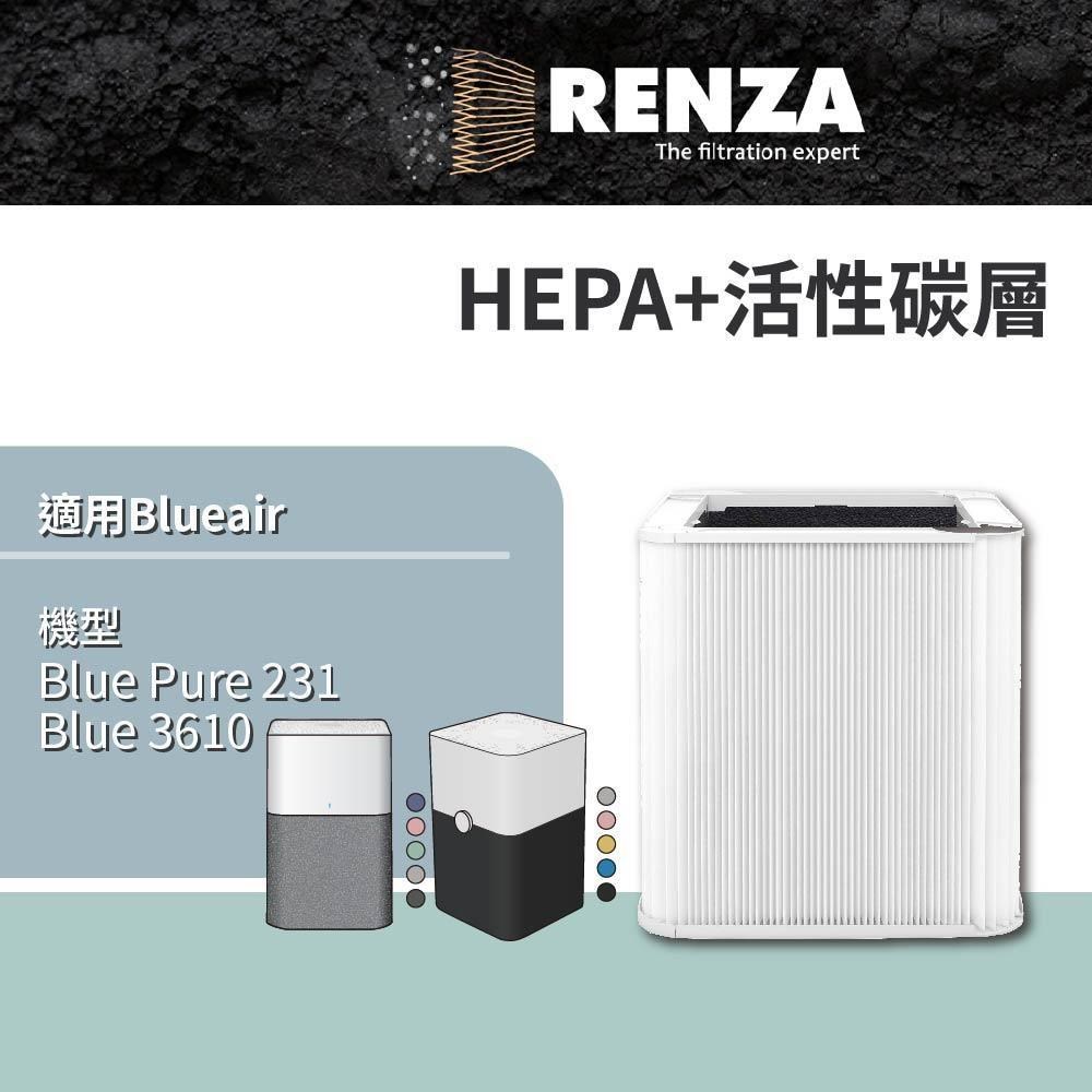 RENZA適用Blueair Blue Pure 231 joy 3610 15坪空氣清淨機 HEPA+活性碳濾網