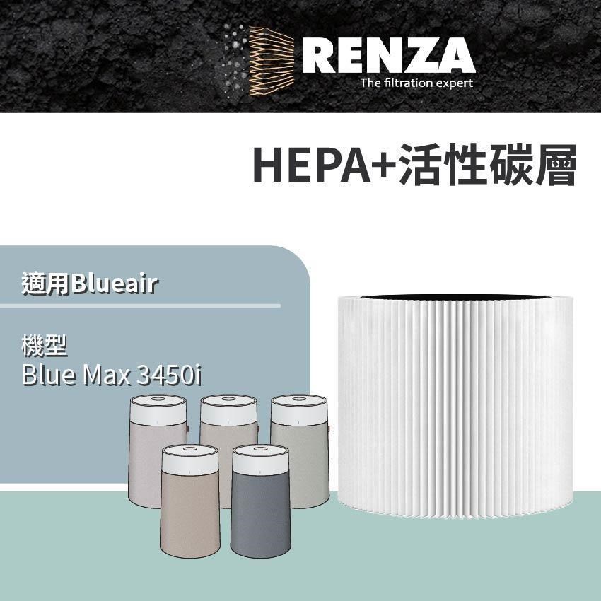 RENZA 適用 Blueair Blue Max 3450i 3450 空氣清淨機 HEPA+活性碳 濾網 濾芯