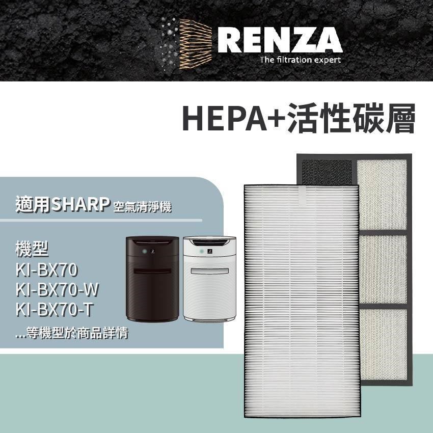 RENZA適用 Sharp夏普 KI-BX70 BX70-W KI-DX70 KI-DX70-W 空清機HEPA活性碳