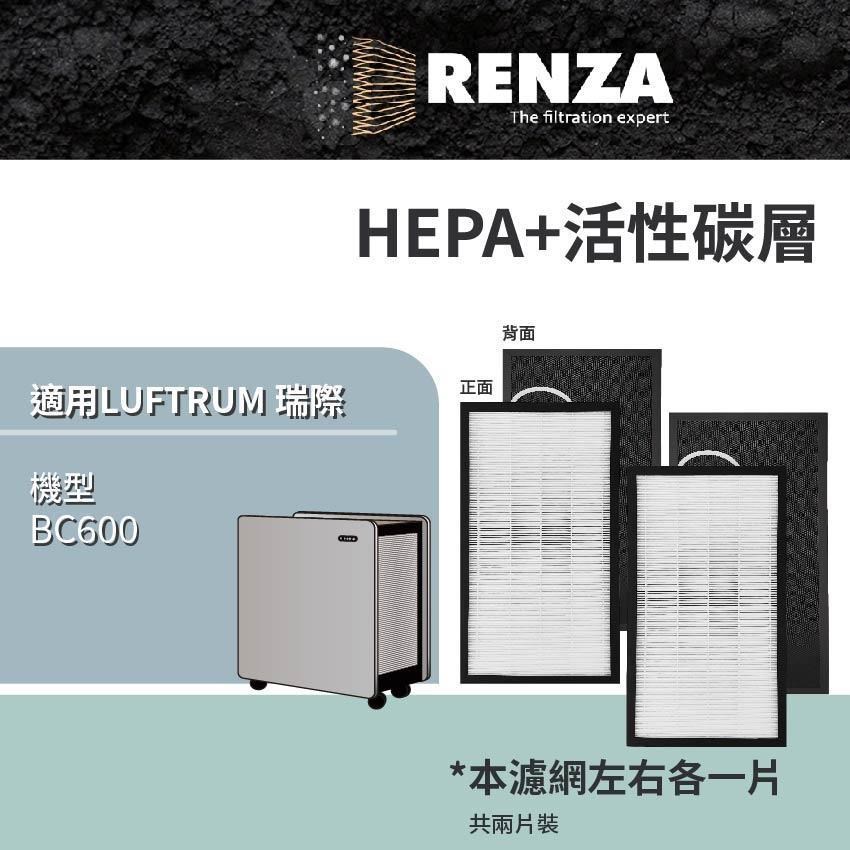 RENZA適用 LUFTRUM 瑞際 BC600 電漿除菌空氣清淨機 雷神清淨機 HEPA活性碳濾網