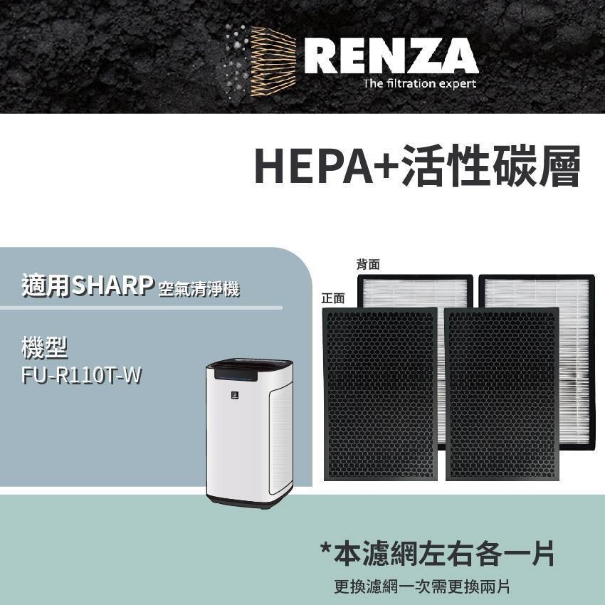 RENZA適用 Sharp 夏普 FU-R110T-W 超淨領域Max 極淨呼吸高效除甲醛 空清機 HEPA活性碳