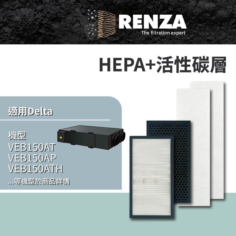 RENZA適用 Delta 臺達電 全熱交換器 VEB150AT/250AT 初效/活性碳/HEPA濾網