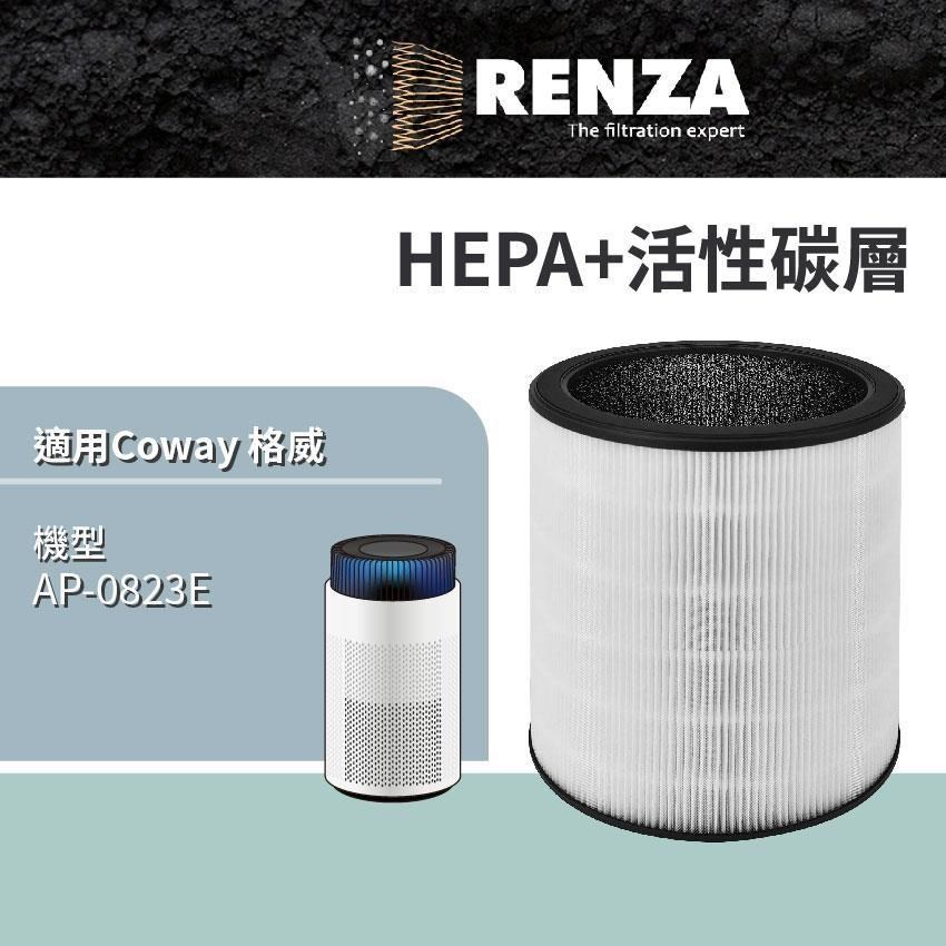RENZA適用 Coway 格威 AP-0823E 靜小眠除臭抗敏清淨機 HEPA+活性碳 濾網 濾芯 濾心