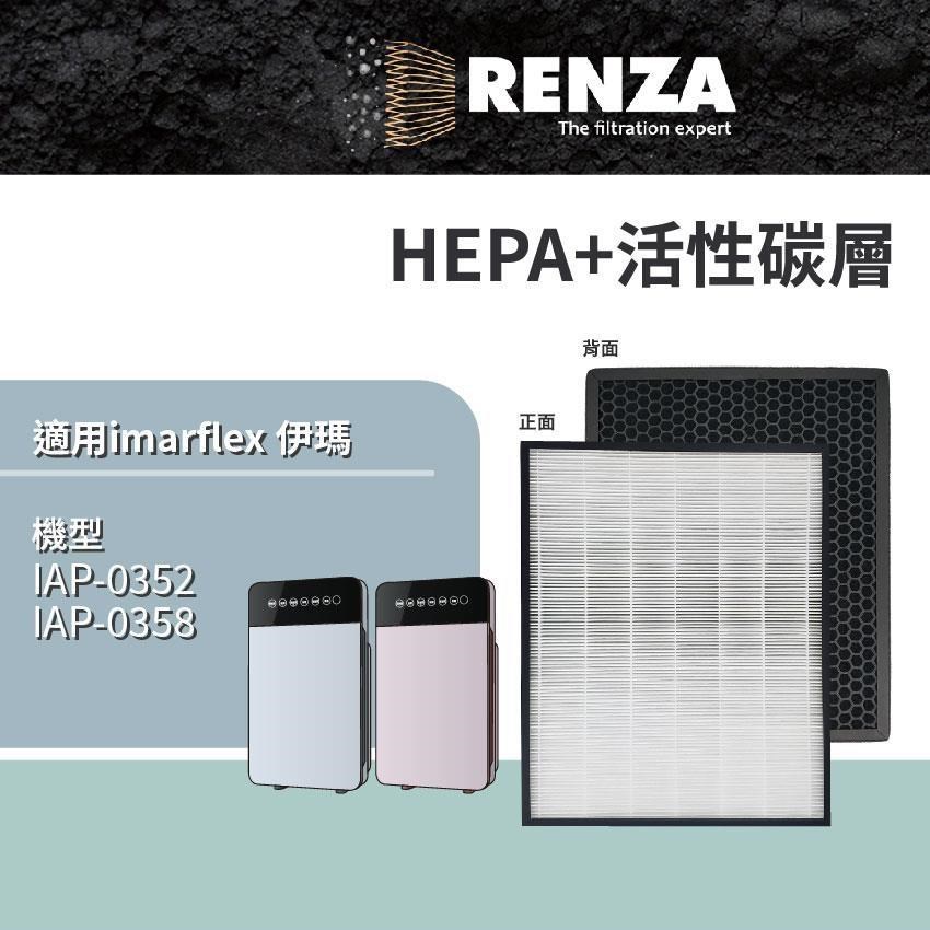 RENZA適用 imarflex 伊瑪 IAP-0352 IAP-0358 空氣清淨機 HEPA+活性碳 濾網 濾芯 濾心