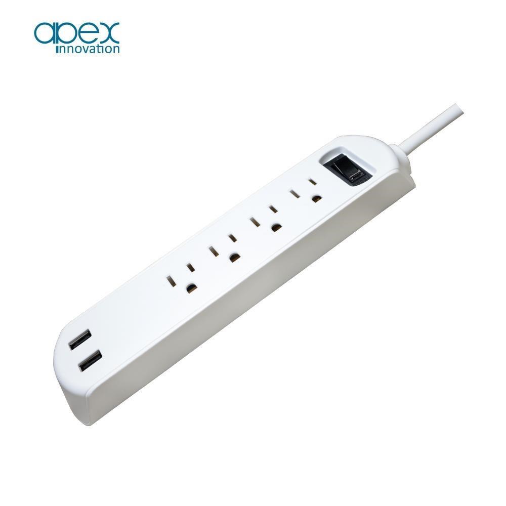 【APEX】智能USB充電 三孔延長線 180公分 台灣製 OP3142 白