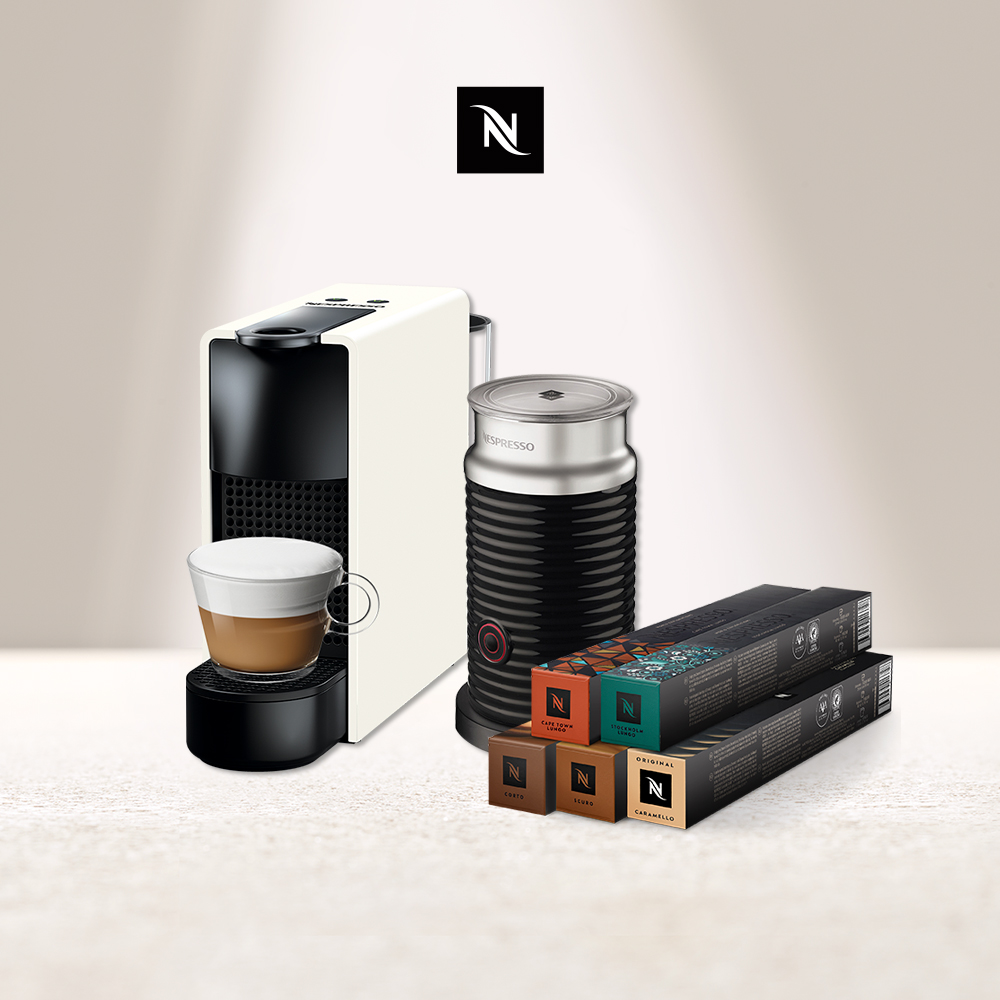 Nespresso 膠囊咖啡機 Essenza Mini 奶泡機組合 & 拿鐵盛宴咖啡50顆組
