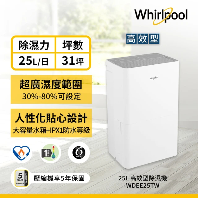 Whirlpool 惠而浦 WDEE25TW 第六感 智能節能 除濕機 25公升