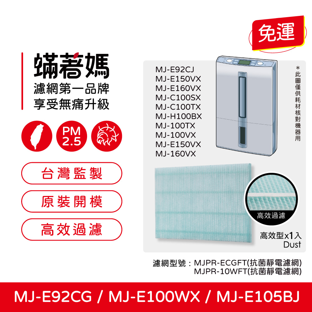 蟎著媽 濾網 適用 三菱除濕機 MJ-E100WX MJ-E92CG MJ-E105BJ MJ-E150VX 抗菌靜電濾網