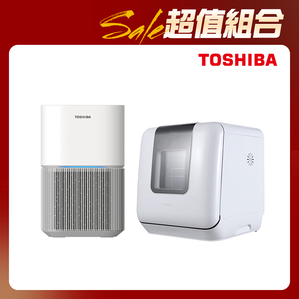 TOSHIBA 東芝 4人份免安裝UVC烘乾超碗美洗碗機 DWS-34ATW+清淨機 CAF-A450TW-W