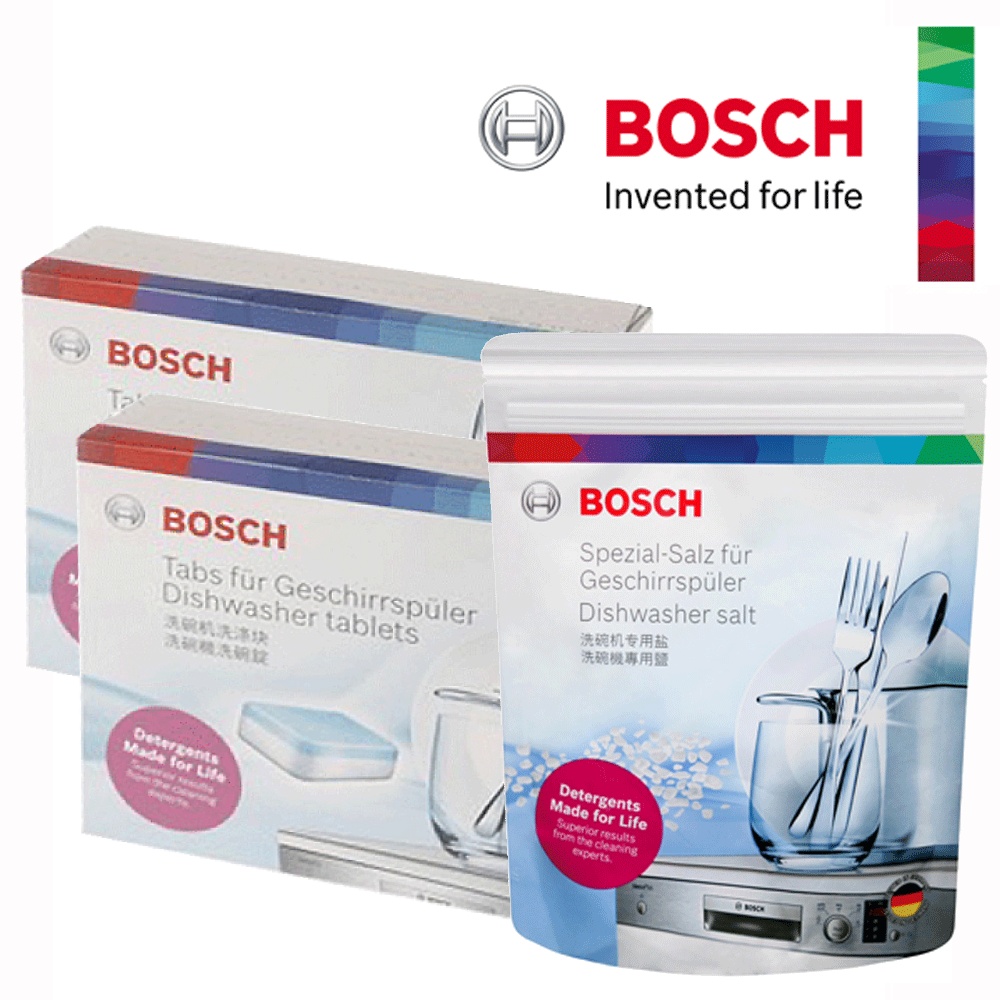 BOSCH 博世 洗碗機清潔劑套餐(洗碗錠2盒+軟化鹽1包)