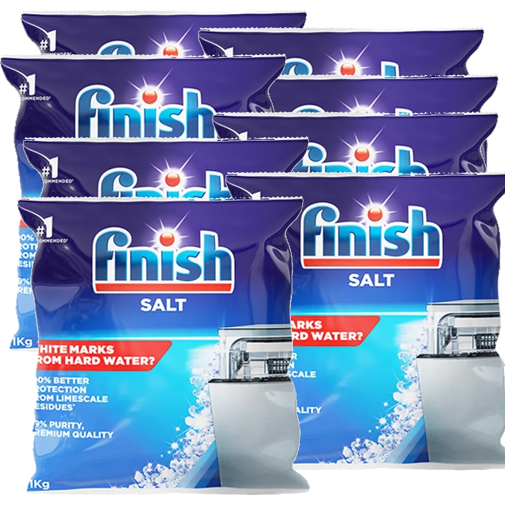 finish亮碟 洗碗機專用軟化鹽軟水鹽1kgx8(每次一包/中南部硬水區必備/軟化水質/預防水垢/保養機體管線)