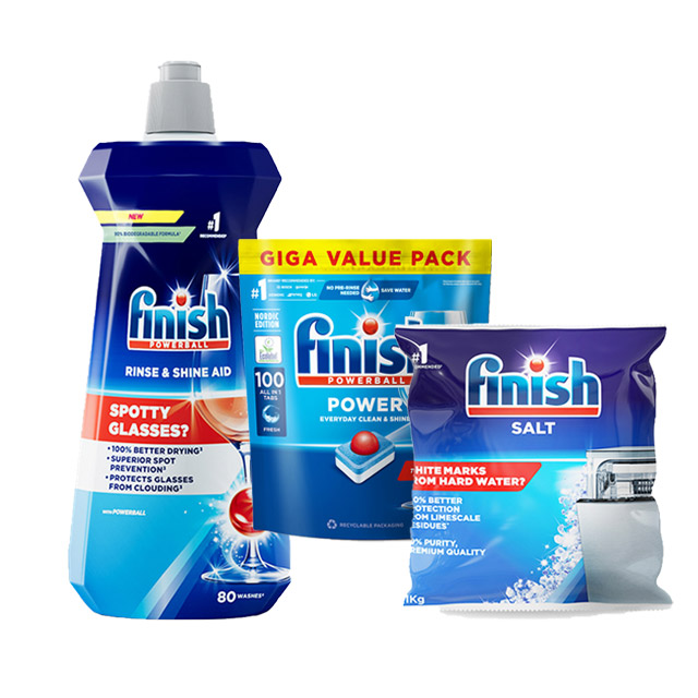 finish 亮碟-洗碗機全效合一洗碗塊(100塊)+洗碗機光潔劑(400ml)+洗碗機軟化鹽(1kg)
