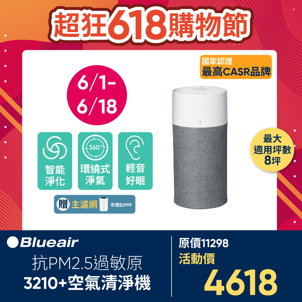 Blueair 抗PM2.5過敏原空氣清淨機 3210+升級版 4-7坪