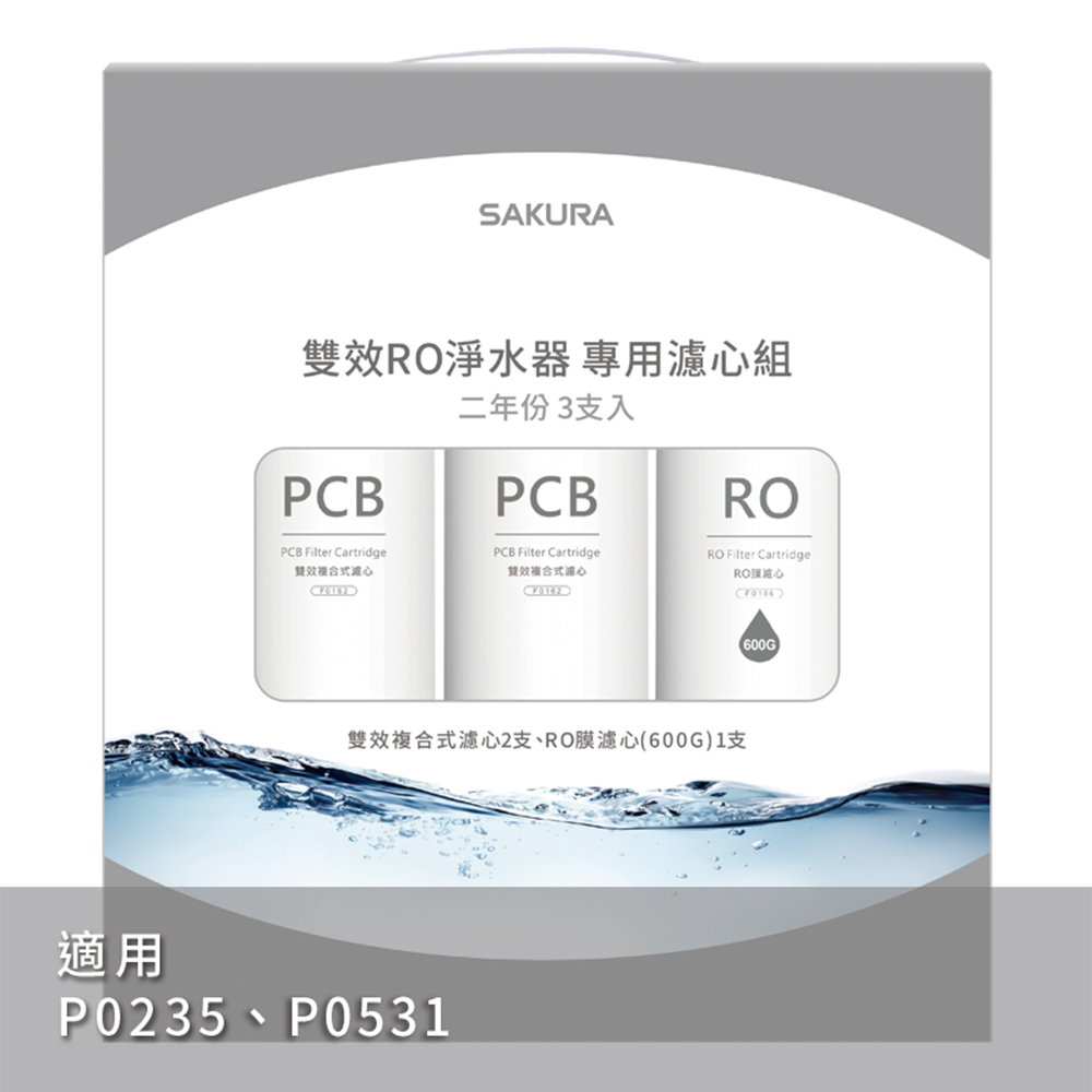 【SAKURA 櫻花】雙效RO淨水器專用濾心二年份3支入(F2194)