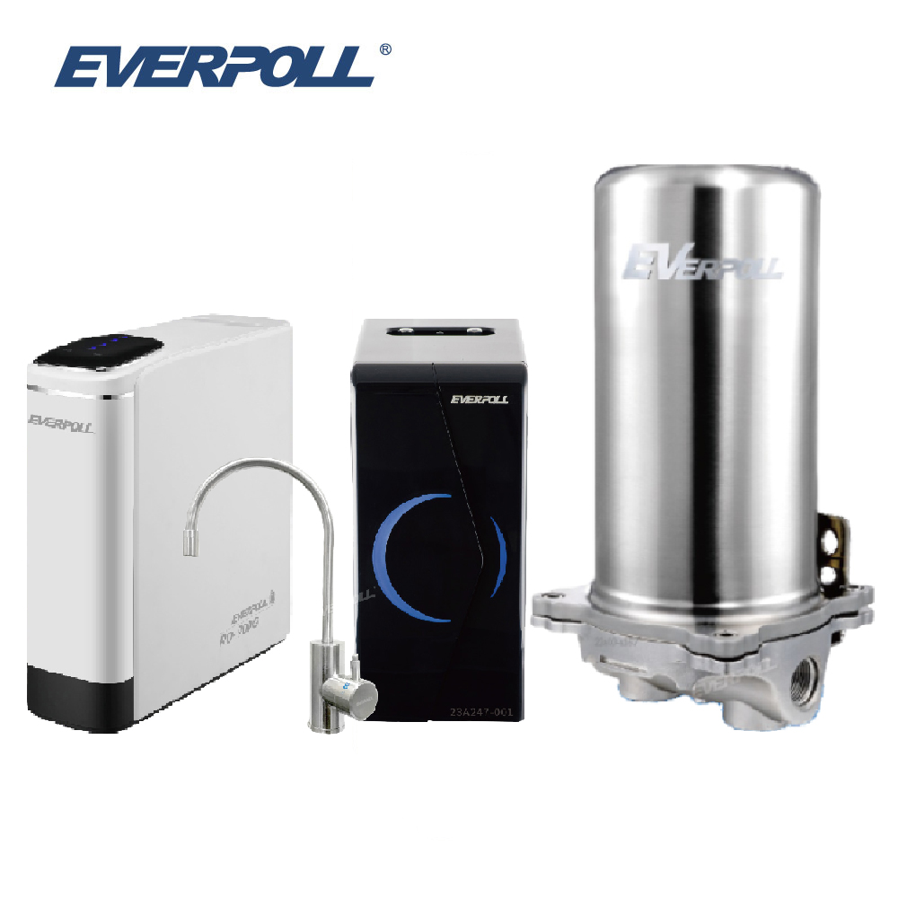 【EVERPOLL】全戶濾淨+廚下型雙溫無壓飲水機+直出RO淨水器 (FH-301+EP-168+RO-900G)
