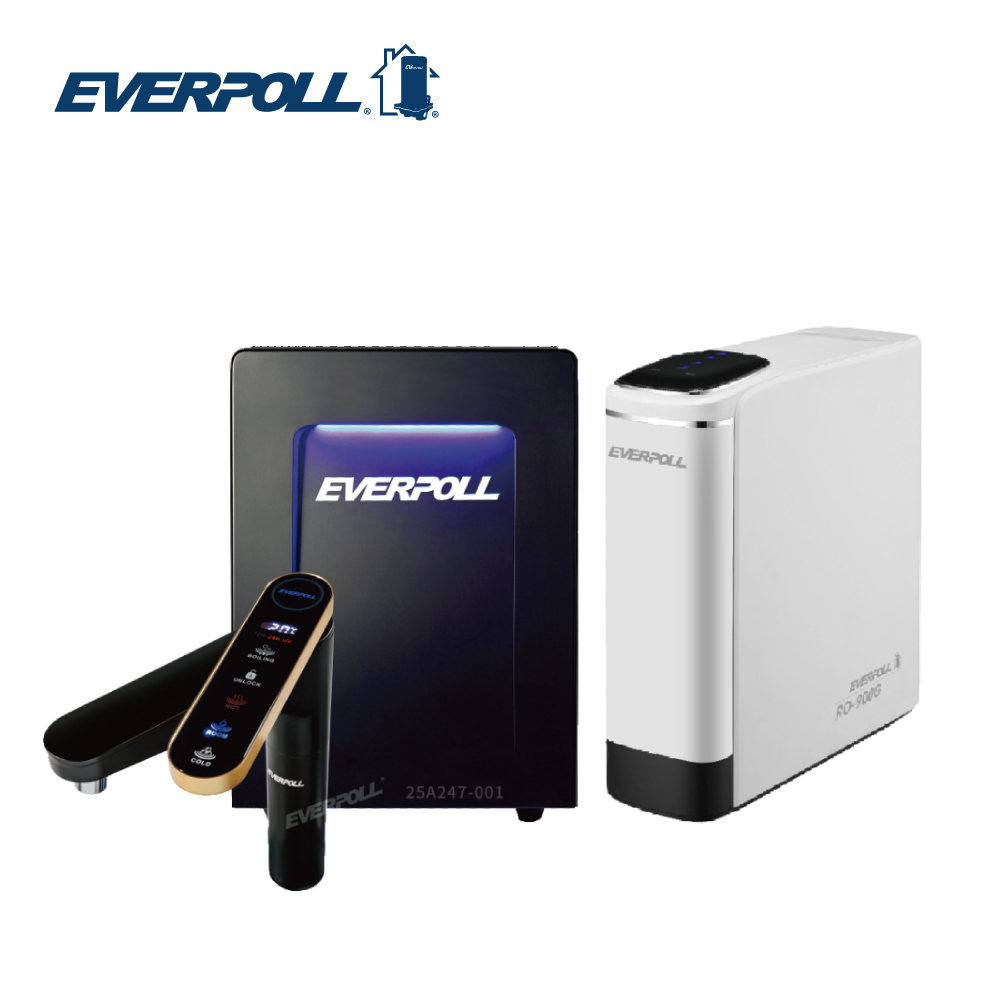 EVERPOLL 智慧廚下型三溫UV觸控飲水機+直出RO淨水器(EVB-398+RO-900G)
