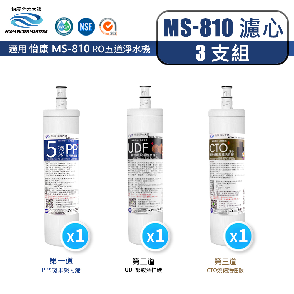 怡康 高流量暢飲直出RO淨水器1-3道濾心 3支組