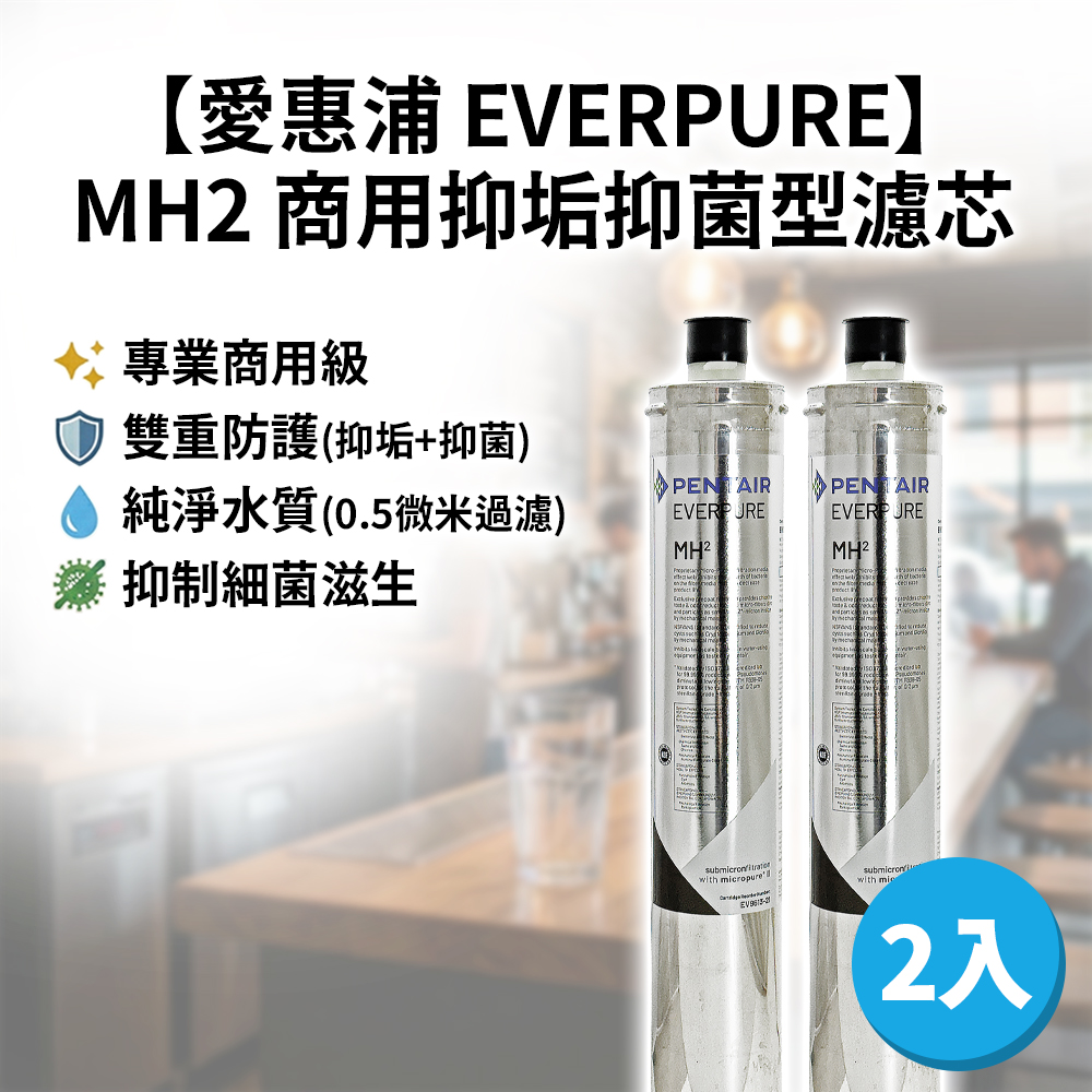EVERPURE 愛惠浦 美國 Pentair MH2 濾芯 9000加侖 抑垢抑菌濾心 (原裝平輸2入)