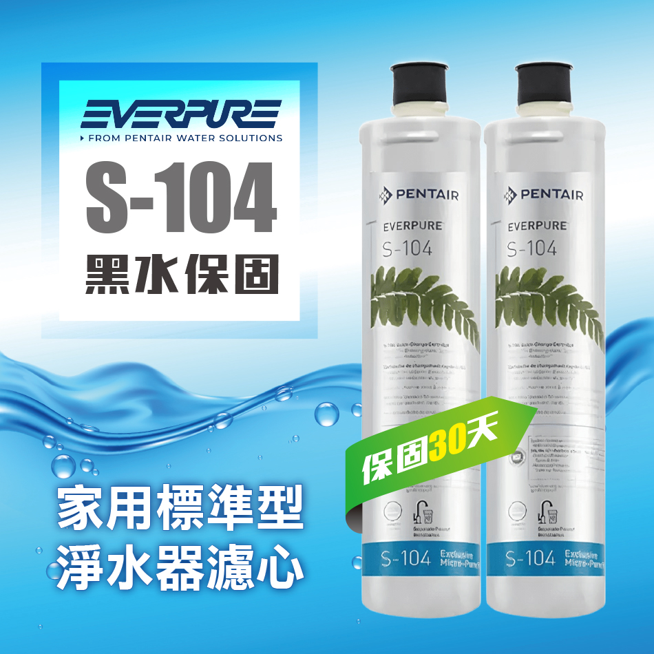 EVERPURE S104除鉛家用型淨水器濾心【S-104平行輸入濾芯2支裝】黑水保固30天