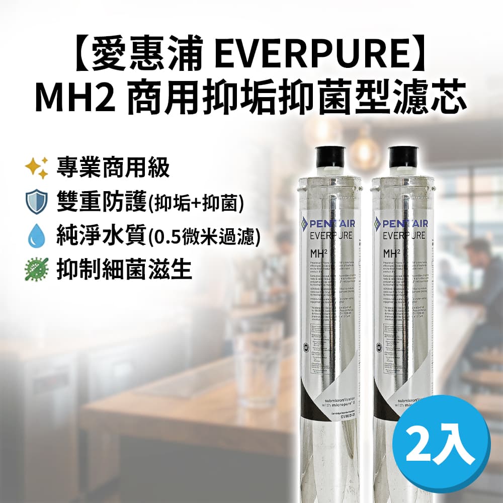 EVERPURE 愛惠浦 美國 Pentair MH2 濾芯 9000加侖 抑垢抑菌濾心 (原裝平輸2入)