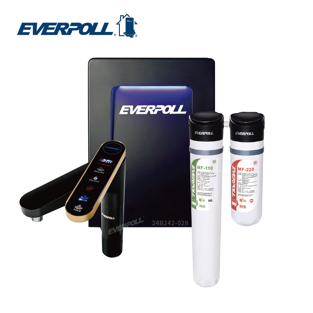 EVERPOLL愛科 可生飲 觸控三溫UV臭氧飲水機 EVB-398+商用淨水系統 CM2-MF330